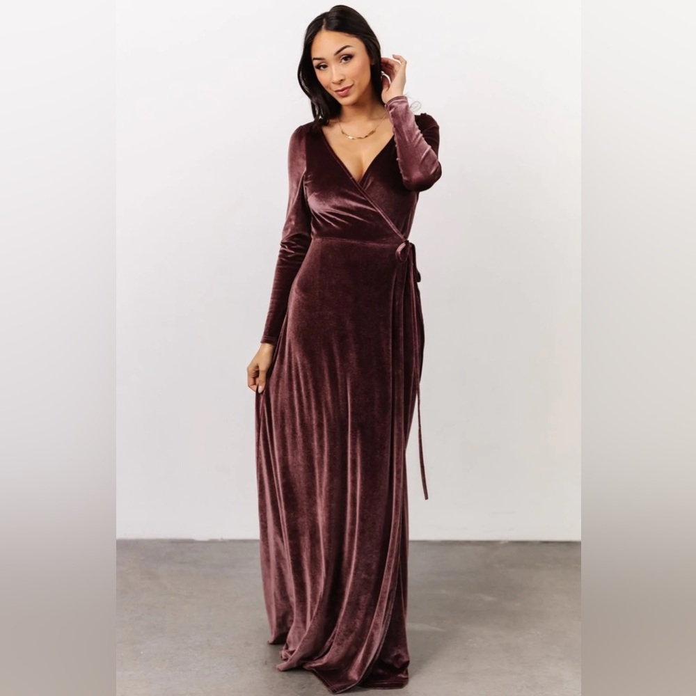 Esmerelda Velvet Wrap Maxi Dress | Dusty Plum